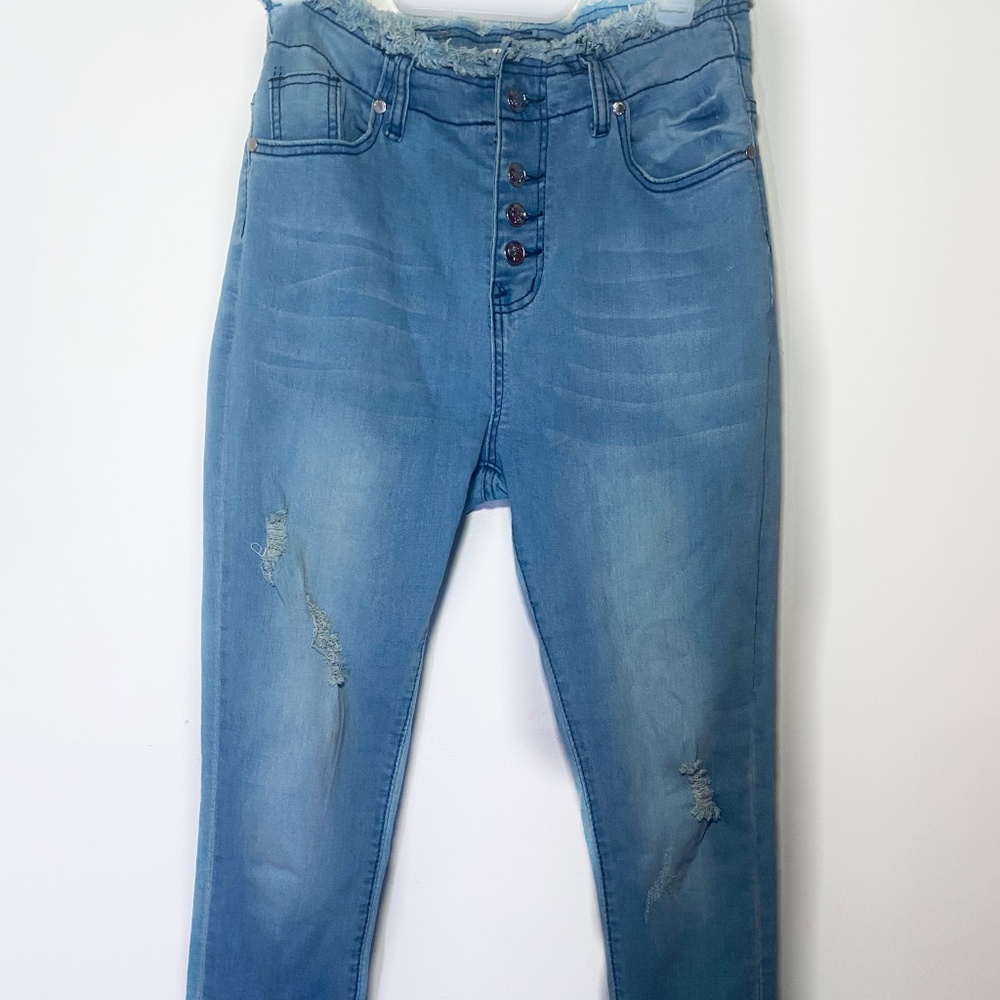 Celebrity Ace Jeans High Waisted Blue Ripped Jeans 11